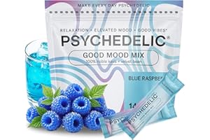Psychedelic Water Calming Kava Drink Mix (14x5.5g) Flavored Kava Powder - Calming Drink Powder Packets - Easy Open Single Serving Drinks - 14 Calm Packets - Blue Raspberry