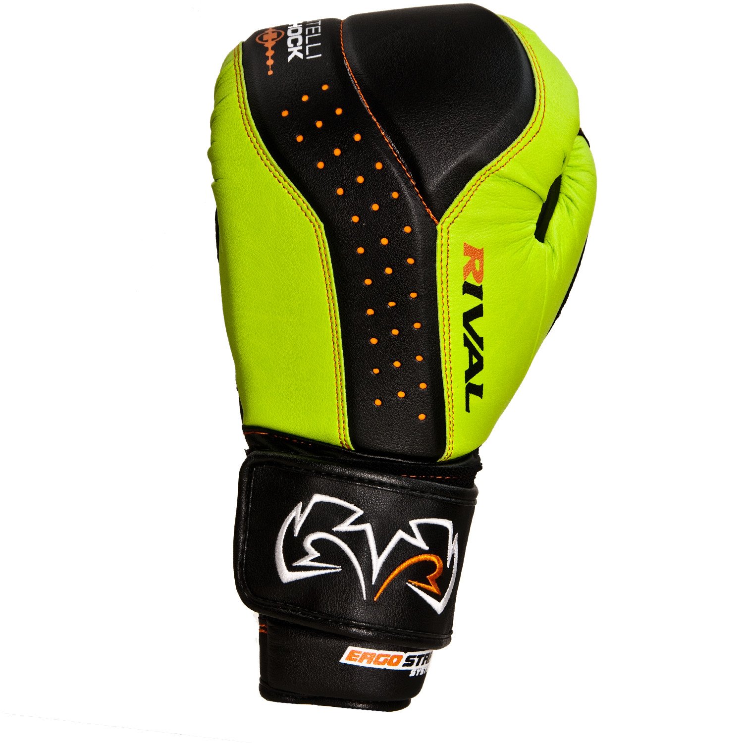 RIVAL BOXING GLOVES (RB10 INTELLISHOCK BAG GLOVES) (Black/Lime Green