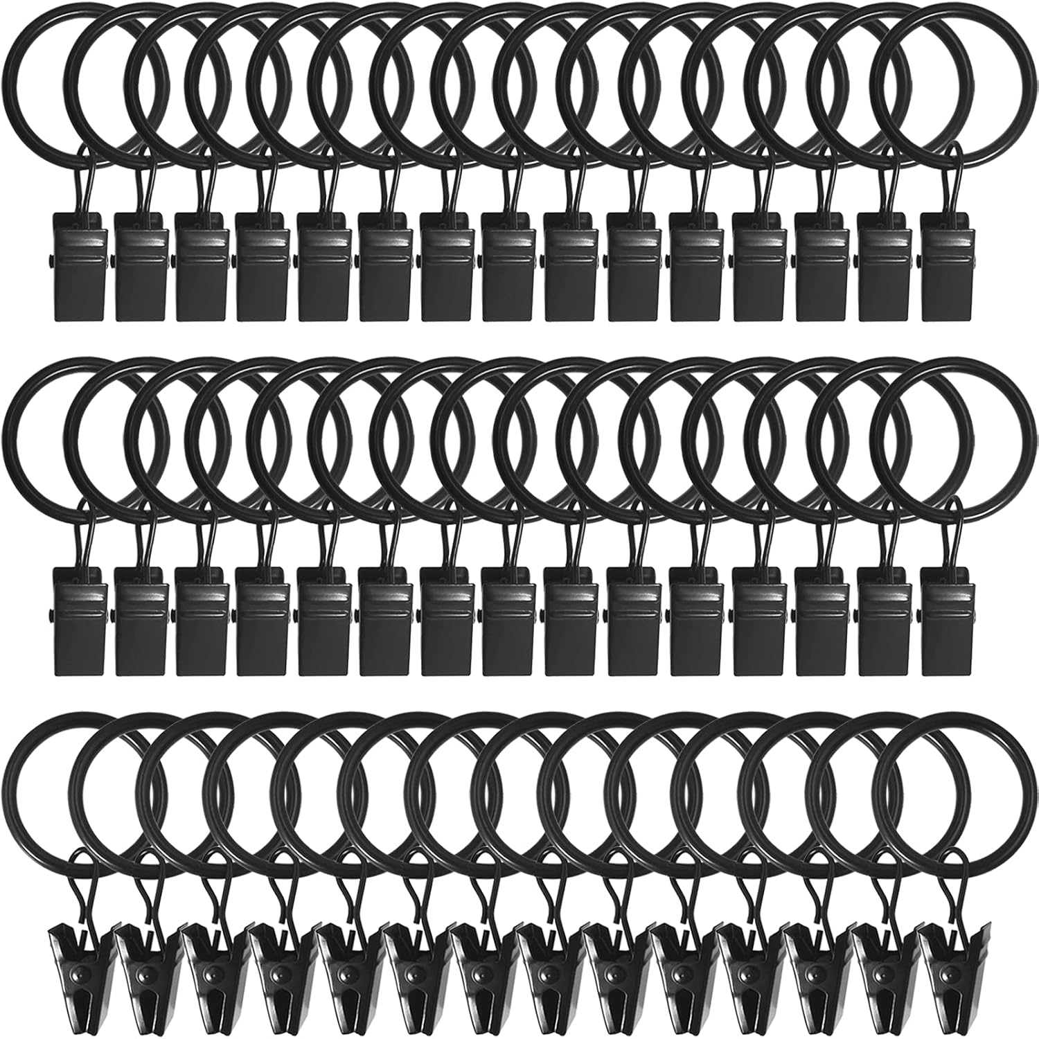 Window Treatment Hardware - LLPJS 44 Pack Curtain Rings Hooks, Hanger Clips for Hanging Drapery Drapes Bows, 1 inch Interior Diameter, Fits up to 5/8