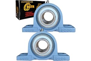 SGTR 2 Pack Heavy Duty UCP208-24 Pillow Block Bearing Flange Type, 1-1/2 inch Bore, Self-Alignment, Industrial Grade, Super Protective Seal, Chrome Steel Bearing Units, Solid Cast Iron Units