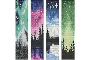 ZuoAnLF Cross Stitch Bookmark Kit 4PCS,DIY Bookmarks Cross Stitch Kits for Beginners,Stamped Embroidery Bookmark,14CT