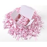 Rokateam 80 Pcs Twist Ties Pink Gift Wrap Bows – 2.5 Inch Ribbon Bows for Gift Wrapping, Baby Shower, Birthday, Party Favors, DIY Crafts, Wedding, Holiday Bags & Decorations
