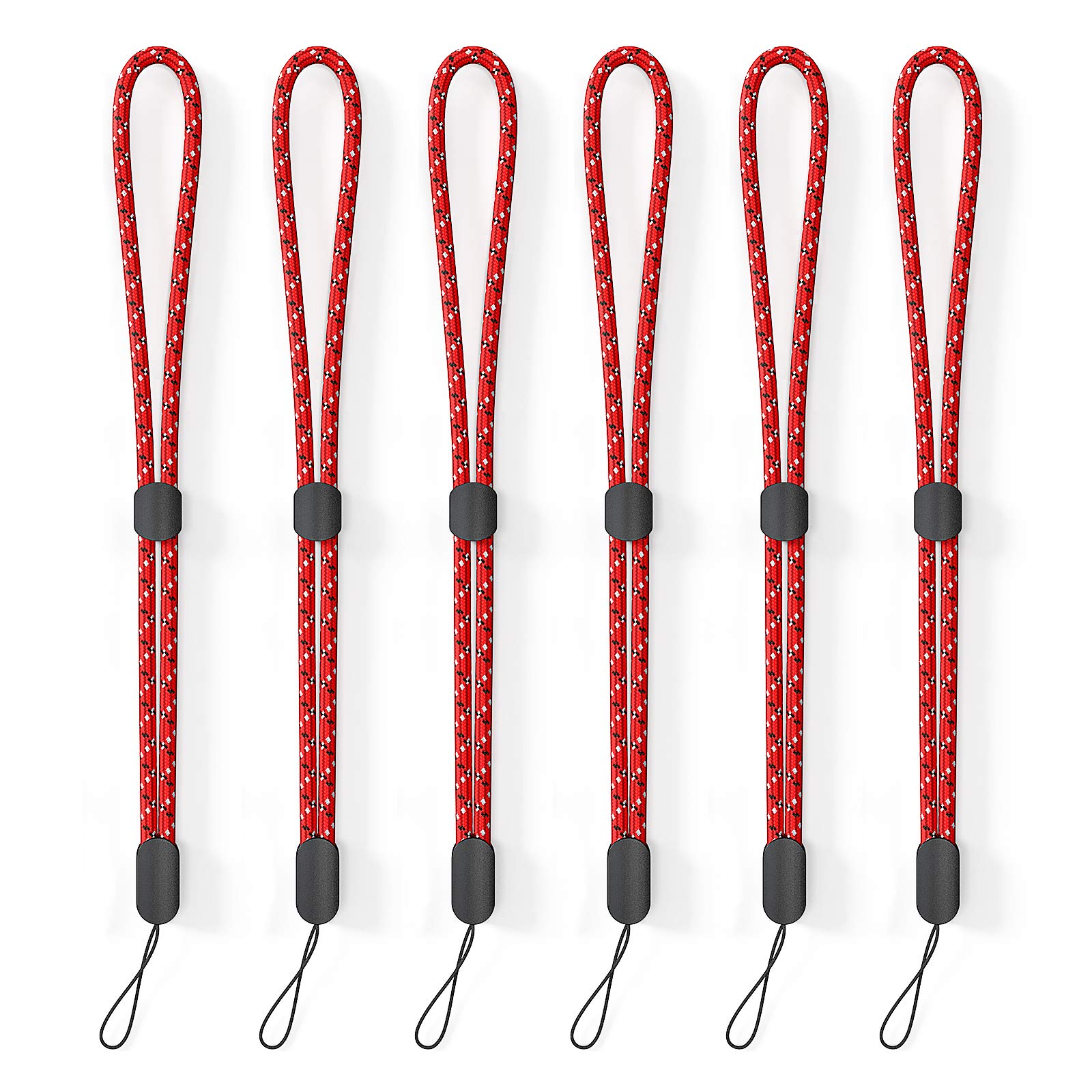 Avorast Hand Wrist Strap Lanyard, 6 Pack Adjustable Colorful Nylon Hand Wrist Straps for GoPro, Camera, Keys, Keychain, Phone, USB Flash Drive, Wallet and ID Name Tag Badge, Red