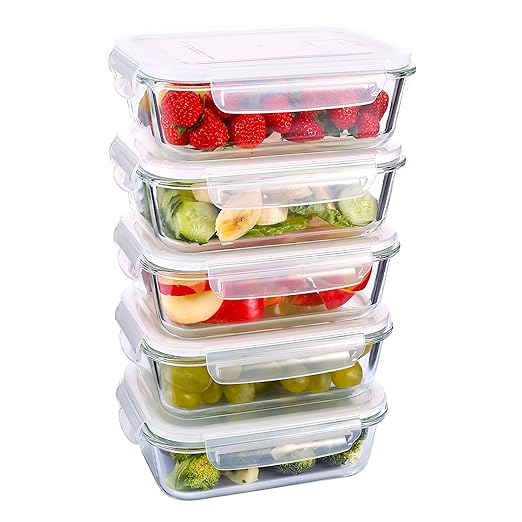 Amazon.com: Miusite – Juego de 5 recipientes de cristal con ...