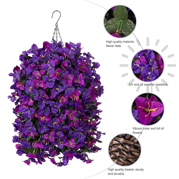 INSPRING ARTIFICIAL BOUGAINVILLEA FAUX FLOWERS PLANTS BASKETS FOR OUTDOOR OUTSIDE DECORATION, 3PCS FAKE SILK FLOWERS LONG TRAILING VINES UV RESISTANT REALISTIC FOR FRONT DOOR PORCH PATIO (FALL WHITE)