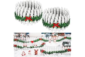 KQYSLXG 2 PCS 35 Inch Mini Christmas Garden Fence, White Miniature Fairy Garden Fence Mini Wood Picket Ornament Fence for Dollhouse Village Landscape Home Garden Plant