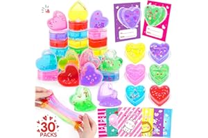 Palmatte 30 Packs Valentines Day Gifts Cards for Kids Classroom School, Valentines Slime Party Favors for Kids Prizes School Exchange Class Valentines Candy Treats for Kids Valentines Day Cards Gifts