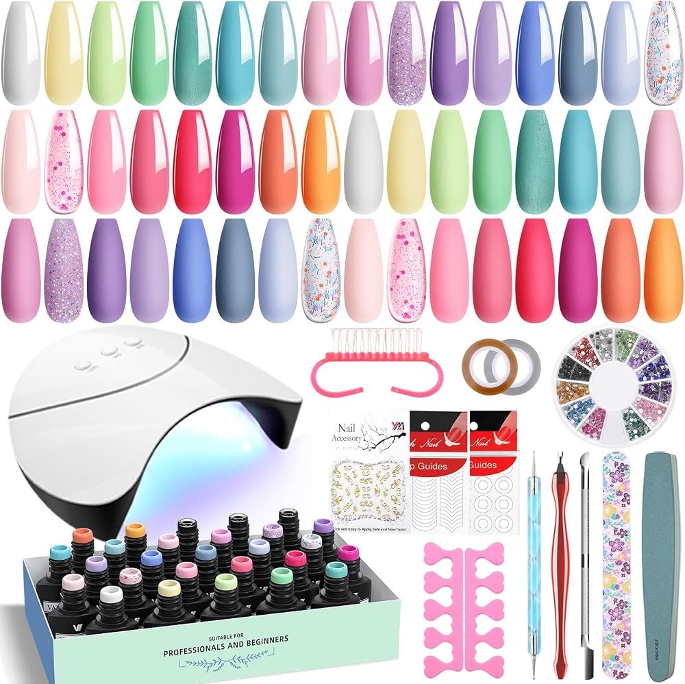 VANREESA Gel Nail Polish Set 24 Colours UV Lamp 36W Base Top Coat Tools