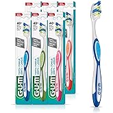 GUM Tooth & Tongue Toothbrush, Full, Soft Bristles, 6 Toothbrushes (6 Packs of 1 Toothbrush), Colour May Vary