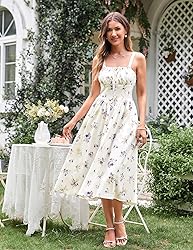 Floral Corset Sundress for Women Ruched Bust Summer