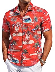 COOFANDY Men's Small Tree-santa Claus Floral