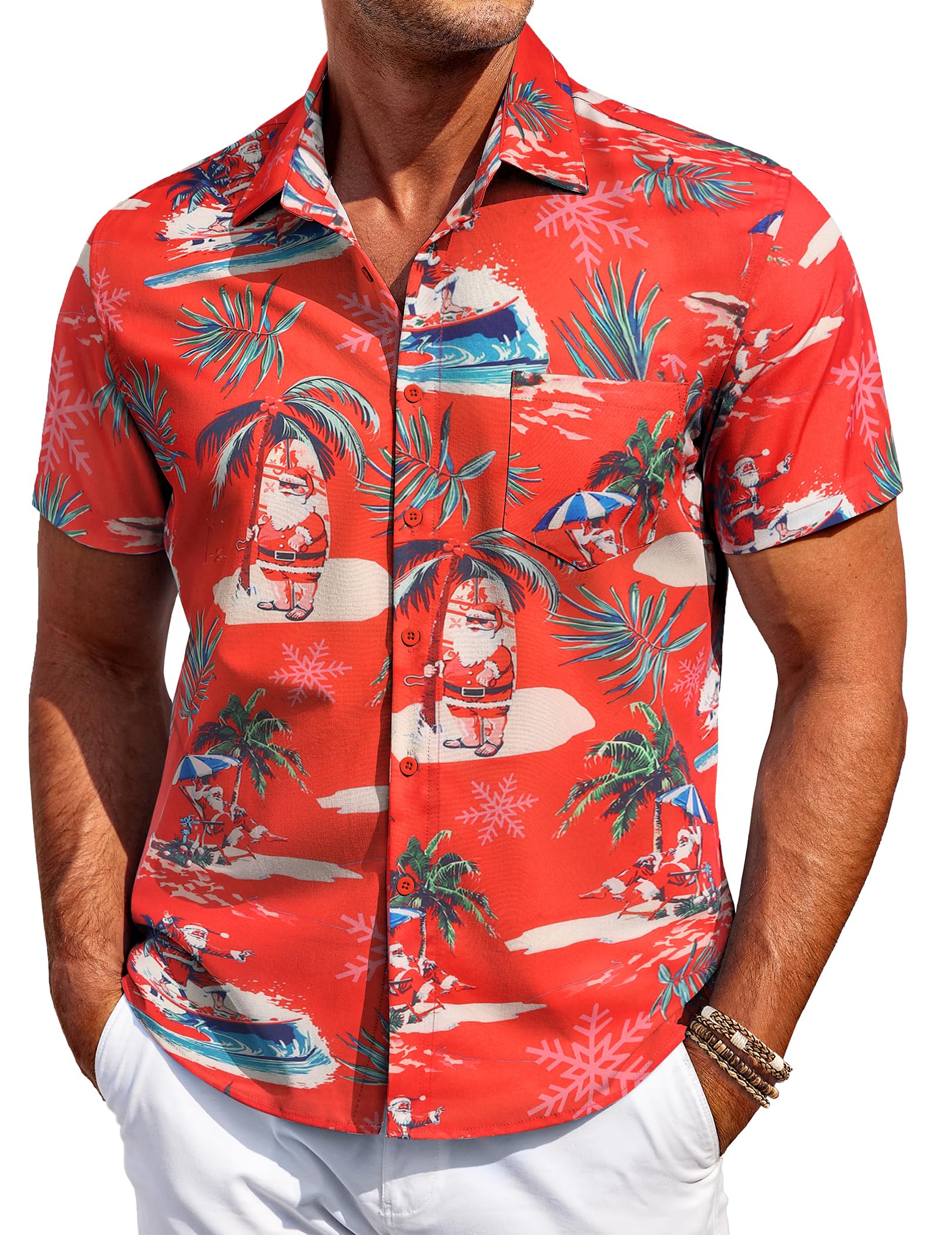 COOFANDY Men's Small Tree-santa Claus Floral