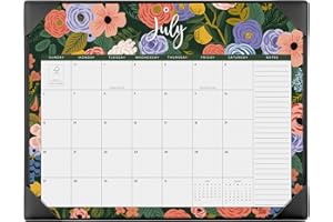 Desk Calendar 2025 with Desktop Mat, Cabbrix Large Desk Pad Calendar 22 x 17 Inch Cover 12 Months Runs From July 2025 to June 2026, Floral Design Calendar 2025 for Home School and Office (Black, 22 x 17")