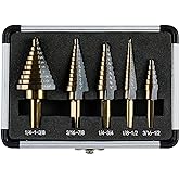 IRONANT 5pcs Step Drill Bit Set, 50 Sizes HSS Titanium Coated Step Drill with Aluminum Case