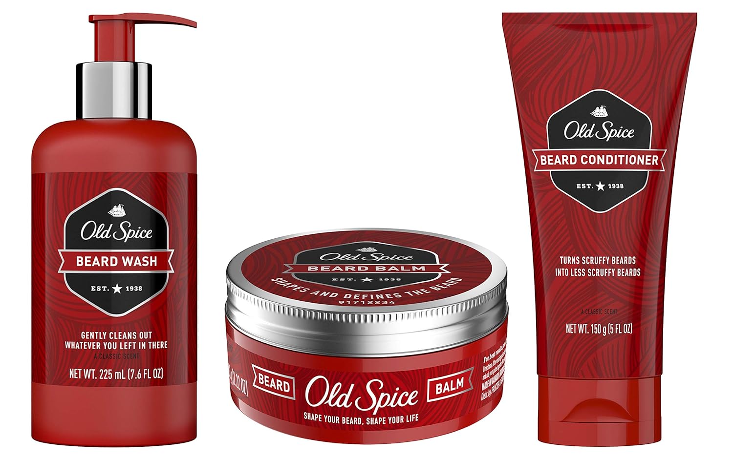 Old Spice, Beard Balm + Wash + Leave In Conditioner for Men, Beard Care & Grooming