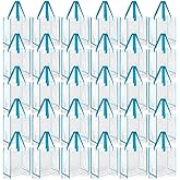 Paterr 30 Pcs Clear Tote Bag Stadium Approved Bulk 10 x 10 x 4 inch Plastic Tote Gifts Bags with Handle for Women Sports Gym(Light Blue)