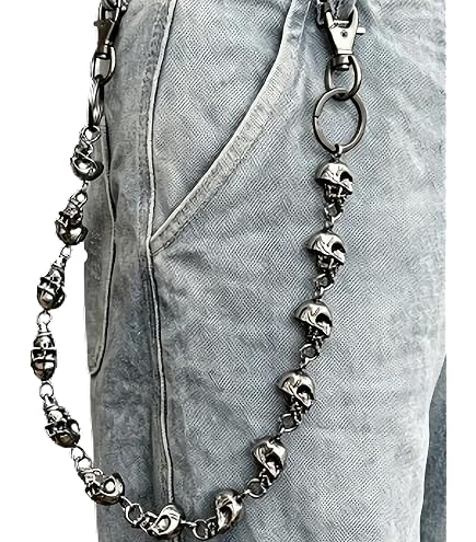 Amazon.com: CAZORO Biker Skull Chain Wallet RFID Signal Blocking