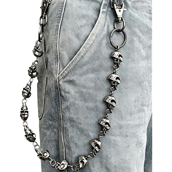 Rock Biker Dancing Dice Wallet Chain Cross Men Motorcycle Jeans