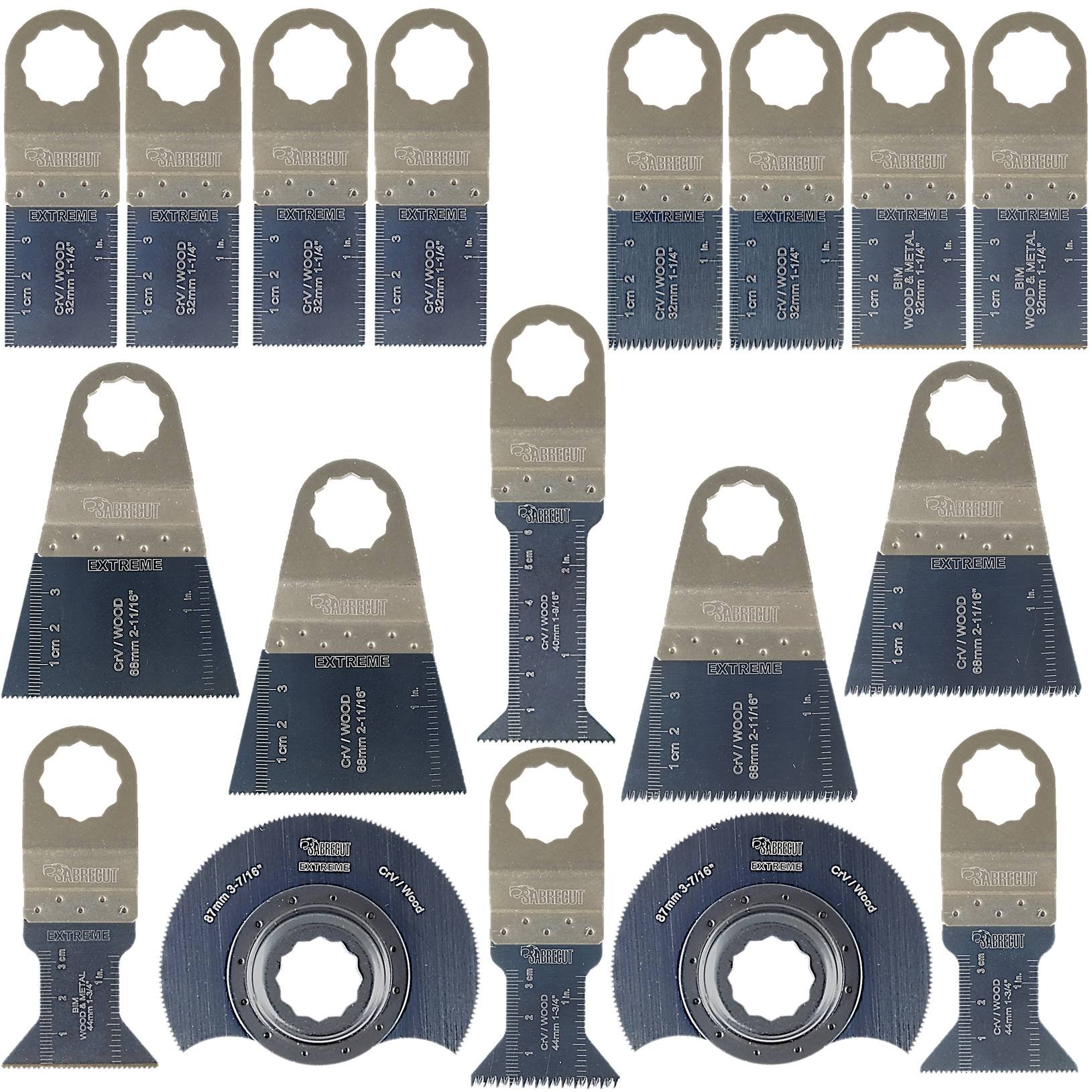 18 x SabreCut SCK18A Mix Blades Compatible with Fein SuperCut and Festool Vecturo (Non-StarLock) Oscillating Multitool Multi Tool Accessories