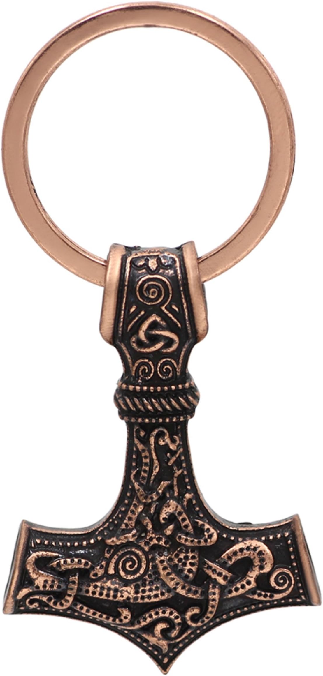 Viking Thor`s Hammer Pendant Key rings Key chains Antique Rose Gold Metal Scandinavian Odin Wolf Knot Raven Mjolnir Norse Celtic Nordic Rune Talisman Saxon