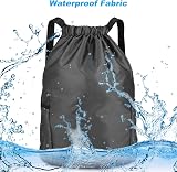 Dacitiery Nylon Drawstring Gym Bag with Outside Zipper Sack Two Side Pockets view 4