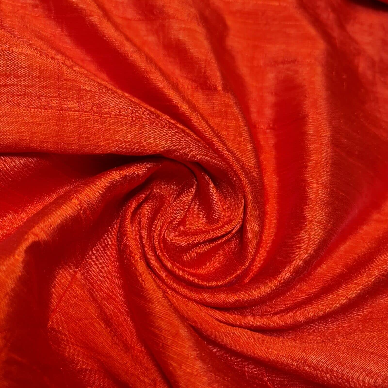 Plain Raw Silk Faux Dupion 100% Polyester Upholstery Fabric Bridal Material 44" (1 Meter, Orange)