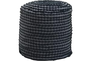 GDFStudio Outdoor Handcrafted Modern Water-Resistant Fabric Cylinder Pouf Ottoman Foot Stool - Bean Bag Floor Chair - Foot Rest Couch for Living Room Bedroom Ottoman, Black