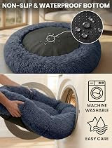 OKPOW Donut Dog Bed 50cm Calming Round Puppy Cat Pet Bed Non Slip Bottom view 7