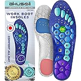 Akusoli Insoles for Men, Work Boots Mens Insoles, Shock Absorbing Inserts, Flat Feet Support, Magnetic Insole Women Standing All Day, Plantillas para Botas de Trabajo, Mens Gifts L/XL W 10–12 M 8–13