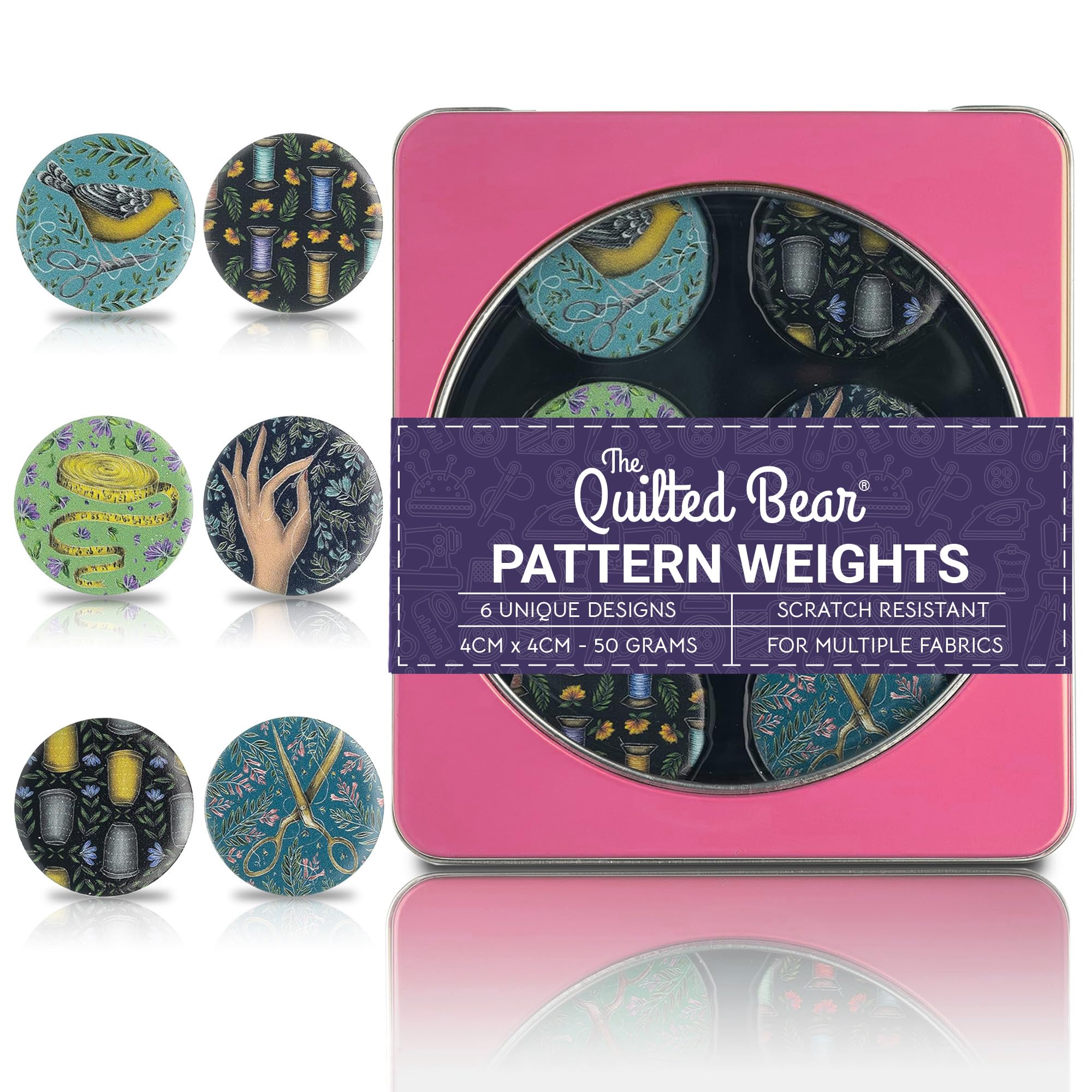 The Quilted Bear Pattern Weight Set – Scratch-Resistant Fabric Weights for Secure Pattern Cutting, Sewing Supplies & Quilting Supplies (Catherine Rowe - Sewing Design)