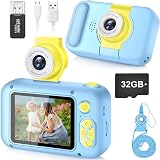 ARNSSIEN Kids Camera Toy 2.4in IPS 1080P 180° Flip Lens 32GB Card
