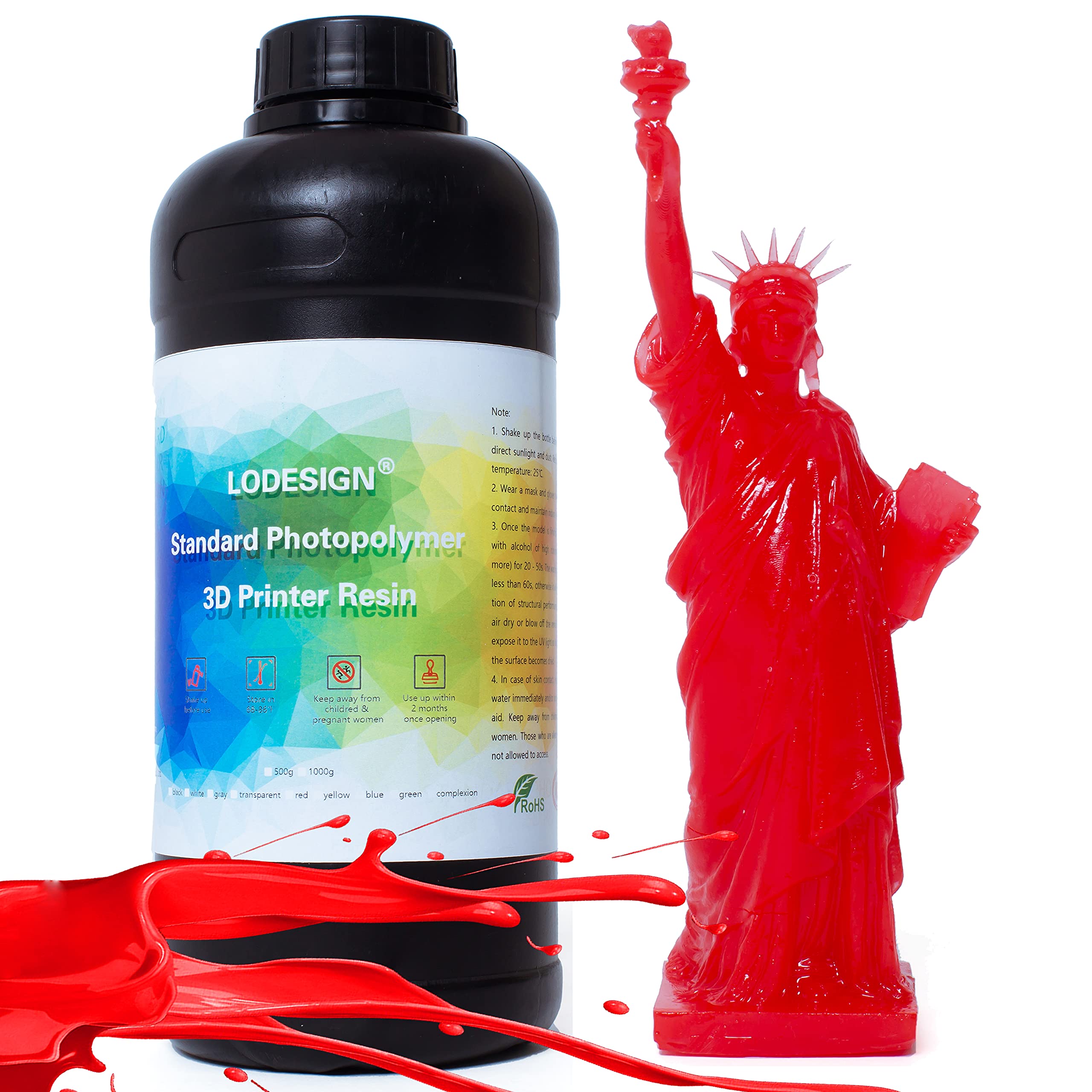 Image showcasing Mua 3D Printer Resin Standard Photopolymer 405nm UV-Curing Resin Low ...