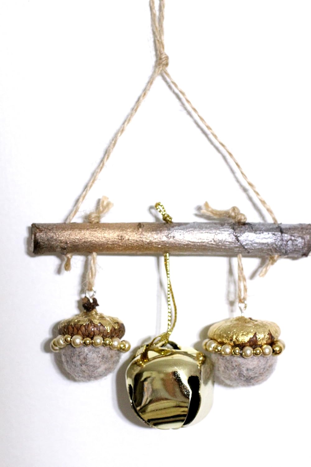 The Power of Three Yule Ornament, Wood and Wool Christmas