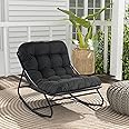 Grand patio Outdoor Rocking Chair, Padded Cushion Recliner Rocker for Front Porch Sunroom Patio Backyard, Comfy Lounge Rocking Chair for Napping Relaxing, Grey