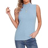 Biffxeu Sleeveless Mock Neck Tops for Women Soft Slim Fit Knit Vest Tops