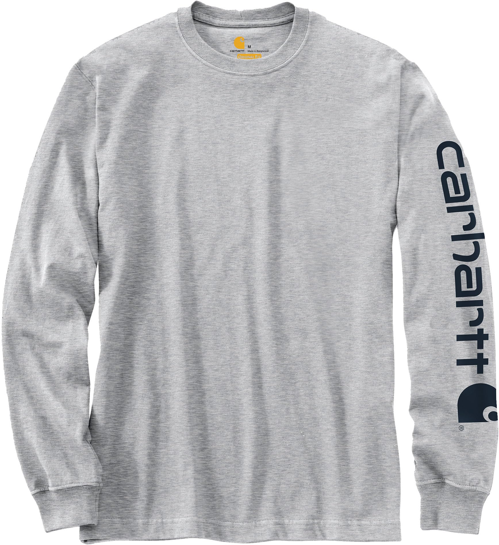 Carhartt, Herren, Lockeres, schweres, langärmliges T-Shirt mit Logo-Grafik auf dem Ärmel, Grau meliert, XXL