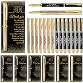 Feifeiya 50 Set 50th Birthday Party Favor for Guest Anniversary Party Favor with Black and Gold Ballpoint Pens and Thank You Cards for Women Men Birthday Anniversary Appreciation Gifts