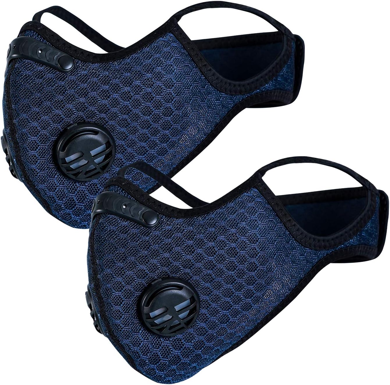 2 Pcs Activated Carbon Resspirator Filter Face Mask,PM2.5 Half Face Anti-pollution/pollen Allergy/dust/wind breathable Mask,Mouth Guard for Outdoor Bike Bicycle Cycling,Running,Jogging(Unisex,Blue)