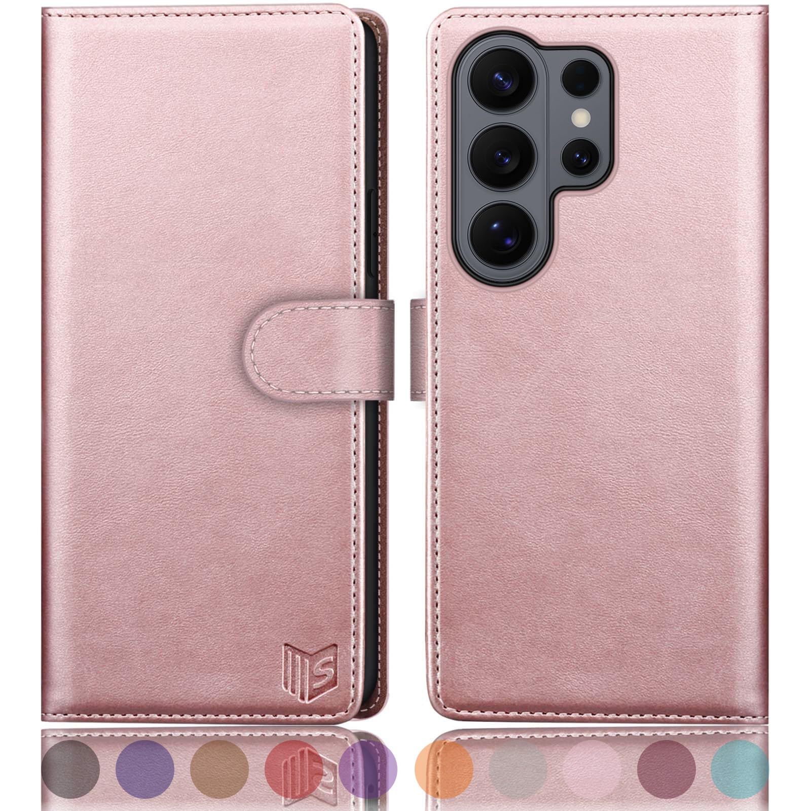 SUANPOT Compatible with Samsung Galaxy S26 Ultra Wallet case with RFID Blocking Credit Card Holder,Flip Book PU Leather Protective Cover Women Men for Samsung S26 Ultra Phone case Rose Gold