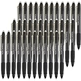 Volcanics Retractable Clicker Erasable Gel Pens - 0.7mm Ball Point, Heat Erase with Built-in Eraser, 36 Pack,Soft Black
