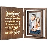 EYITUPC Papa Picture Frame – Light-Up Wooden Double 4x6 Photo Frame, Rotating Vintage Design Gift for Papa from Grandkids, Birthday & Father's Day Papa Gifts