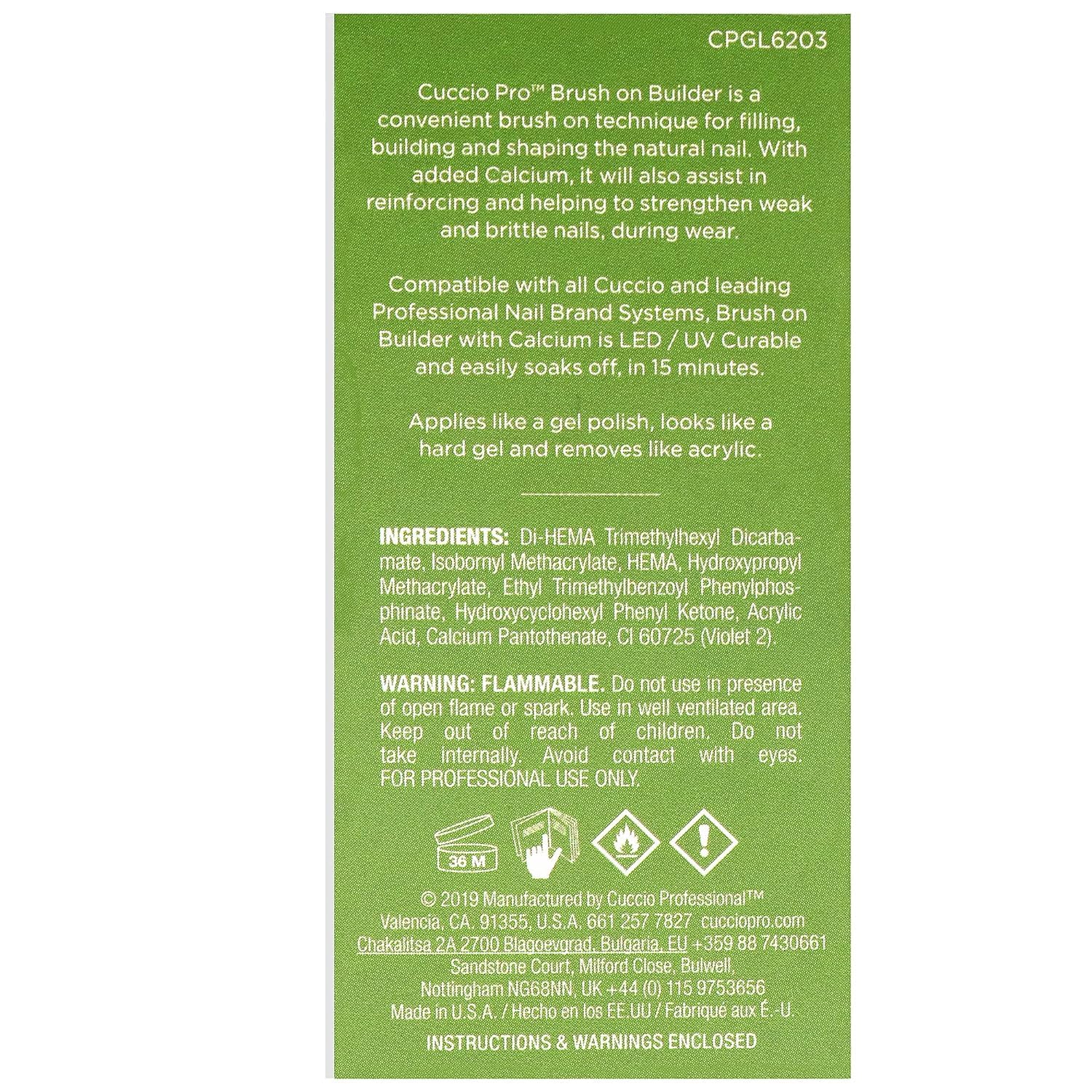 Cuccio Pro Brush-On Builder Gel With Calcium - LED And UV Self-Levelling Lightweight Formula - Soak-Off Gel Product With Strength Of Hard Gel - Chip-Resistant - Clear - 0.43 Oz Nail Polish - Image 7