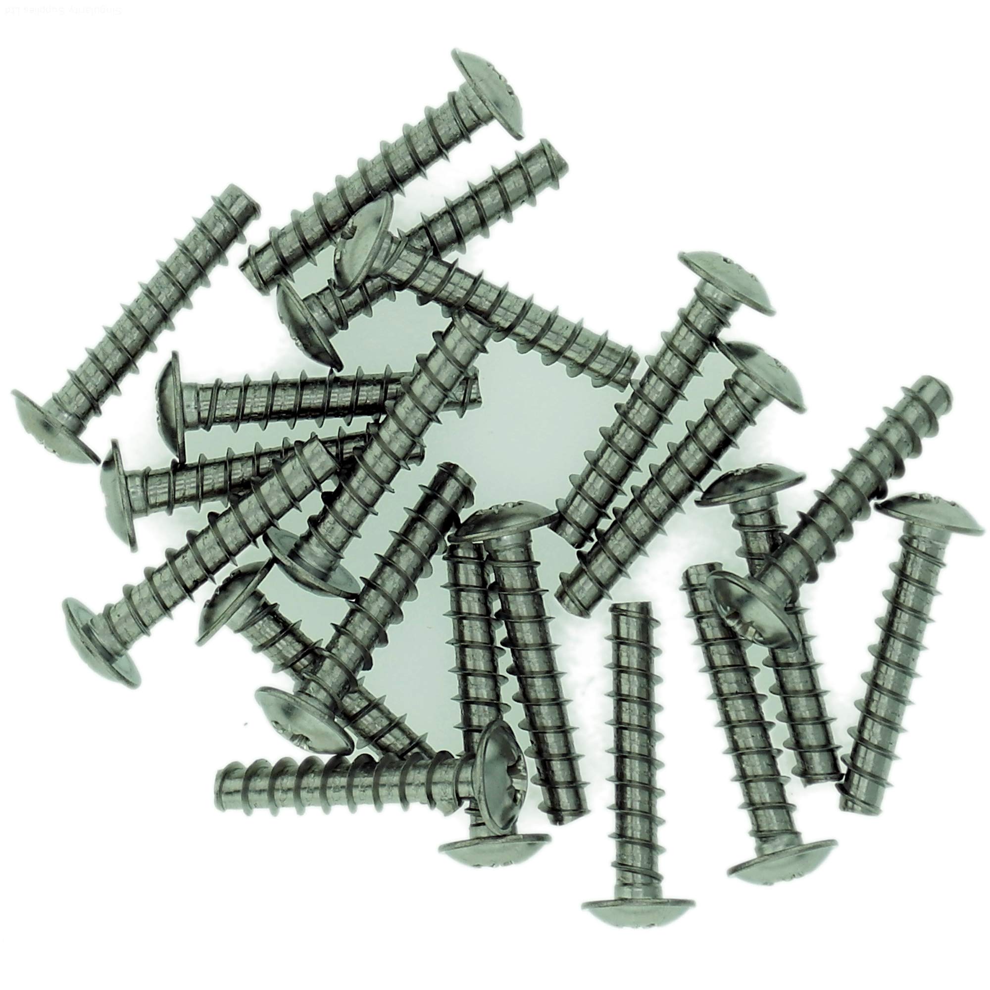 D3.5 (3.5mm x 16mm) Pozi Pan Screws for Plastic (Flanged - Trilobular) - Stainless Steel (A2) (Pack of 20)