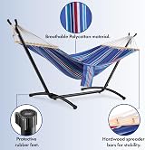 VonHaus Hammock with Stand Freestanding 1 Person Blue Stripe PolyCotton view 7