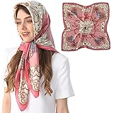 WUZININGLE 100% Mulberry Silk Head Scarf for Sleeping 35"x35" Square Silk Hair Scarf for Women Lightweight Bandana Large