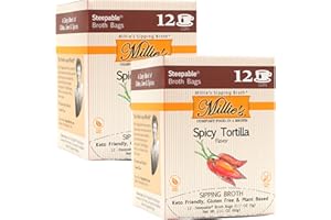 MILLIE'S SIPPING BROTH Millie’s Sipping Broth - Vegetable Broth -Natural-Gluten Free-Keto Friendly Spicy Tortilla 12 Count Box (2-Pack)