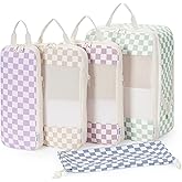 Narwey 6 Set/5 Set Compression Packing Cubes for Travel Kids Women Carry on, Packing Organizers Bag for Backpack Luggage Suitcase Duffle Bags