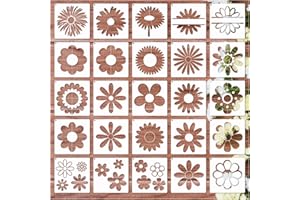 PKQON Daisy Stencil Flower Stencils for Painting on Wood, Floral Drawing Paint Wood Burning Layering Templates for Crafts Card Making Furniture Wall Floor Canvas (Daisy)