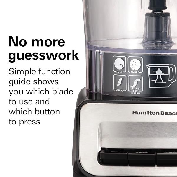 HAMILTON BEACH STACK & SNAP FOOD PROCESSOR AND VEGETABLE CHOPPER, STAINLESS STEEL BLADES, 14 CUP + 4-CUP MINI BOWLS, 3-SPEED 500 WATT MOTOR, BLACK (70585)