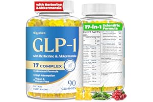 EQEEKEN GLP-1, GLP-1 Supplement for Women & Men | 17-in-1 Scientific Formula GLP1 Gummies with Berberine, Akkermansia for Nutrient Absorption, Metabolism Digestion & Gut, No Stomach Discomfort, 90 Gummies
